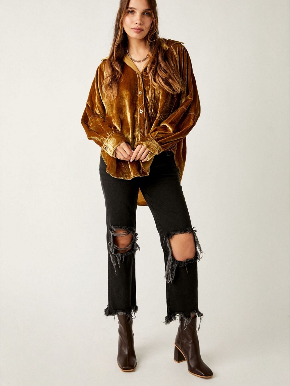 Free People Night Skies Velvet Top